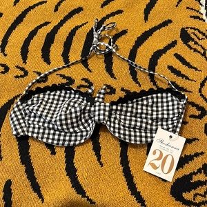 Shoshanna Black & White Plaid Bikini Top. C Cup
